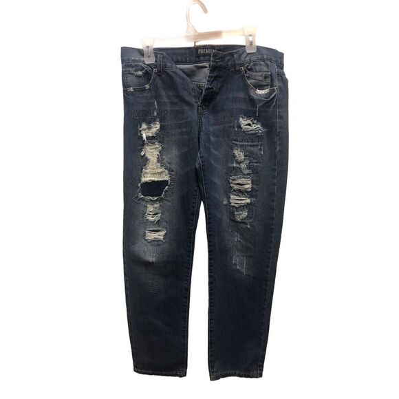 Premiere by Rue 21 Women’s Blue Ripped Styled High-Rise Mom Jeans Size 7/8 NWT - Picture 1 of 8